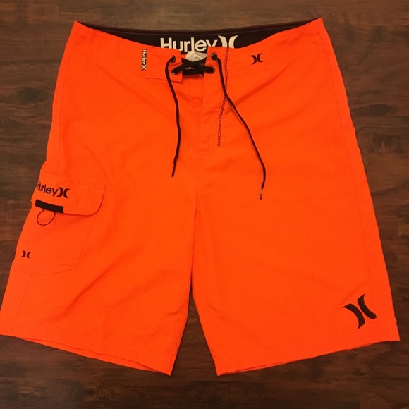 bright orange swim shorts